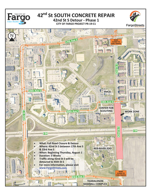 42nd St S Closure & Detour