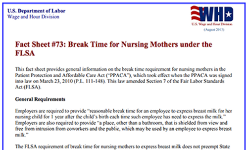 Fact Sheet - Break Time for Nursing Mothers