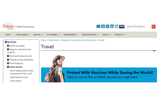 North Dakota Health & Human Services Travel Immunization Locator