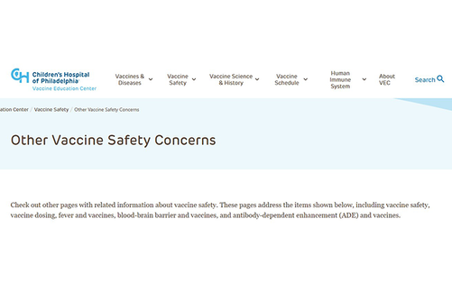 Children's Hospital of Philadelphia - Other Vaccine Safety Concerns