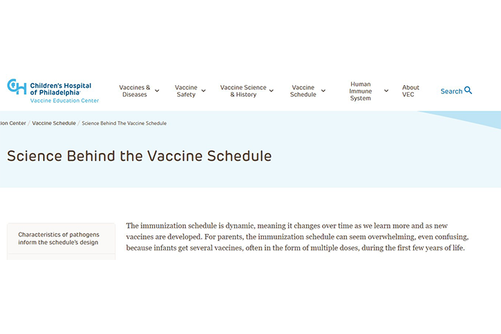 Children's Hospital of Philadelphia - Science Behind the Vaccine Schedule