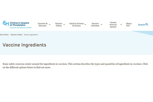 Children's Hospital of Philadelphia - Vaccine Ingredients