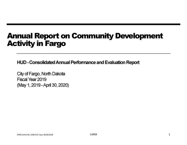 2019 Consolidated Annual Performance and Evaluation Report (CAPER)