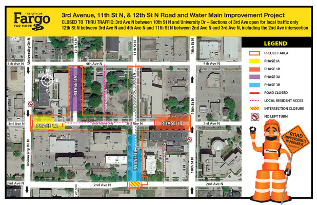2nd Avenue and 11th Street North intersection will be closed to thru traffic  
