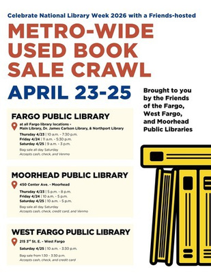 Friends' Book Sale Crawl poster April 2026