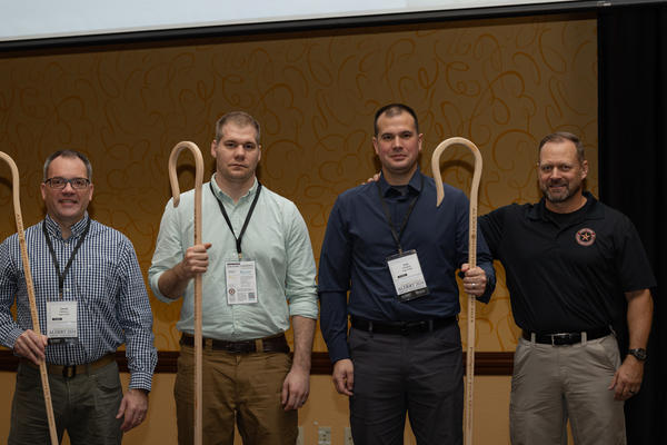 Fargo Fire Capt. Everett Patterson, Firefighter Justin Phillippi and Firefighter Erich Christlieb accept the Shepherd Award for their heroic actions on July 14, 2023.