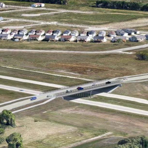 An aerial view of the 64th Avenue South interchange with Interstate 29 in south Fargo.