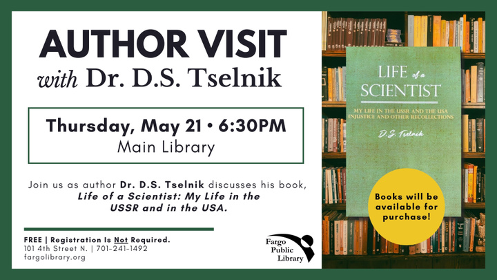 Author visit with Dr. D.S. Tselnik graphic