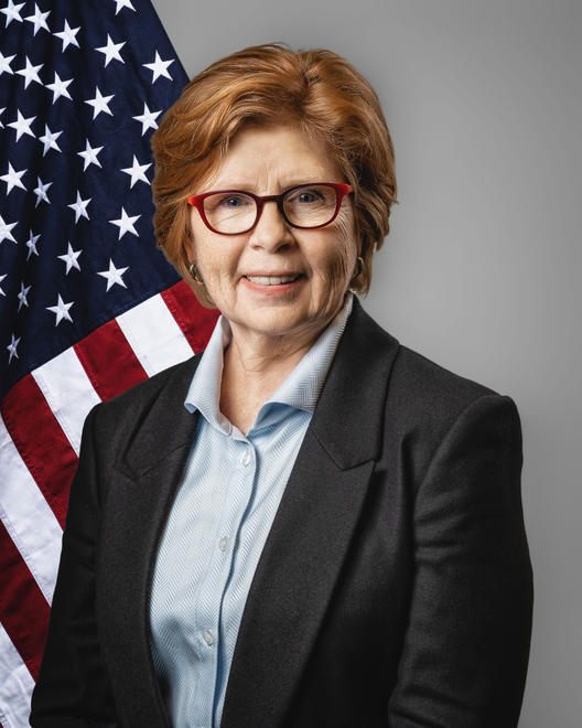 Fargo City Commissioner Arlette Preston - Flag Background (Vertical)