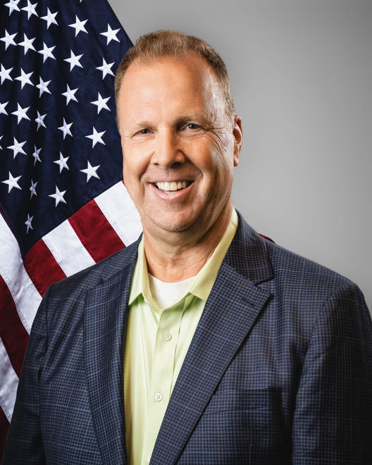 Fargo City Commissioner Dave Piepkorn - Flag Background (Vertical)