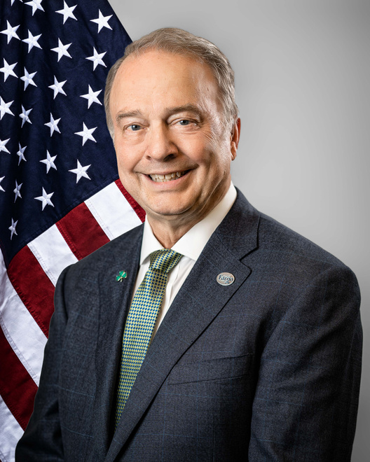 Fargo Mayor Dr. Tim Mahoney - Flag Background (Vertical)