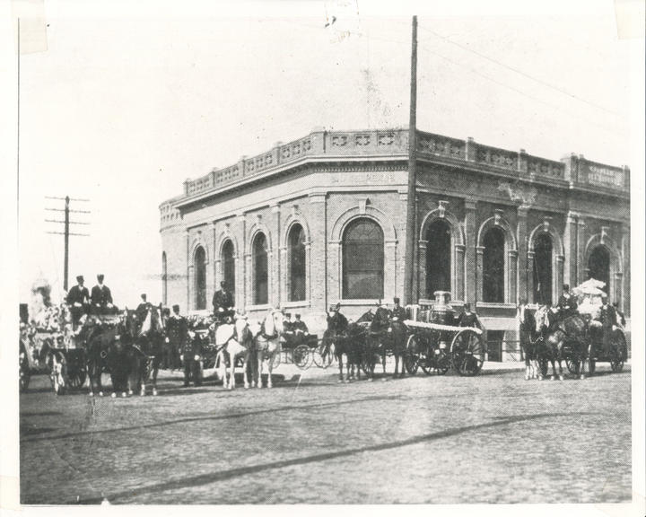 Carnegie Library with Fire Dept. in front; year 1903