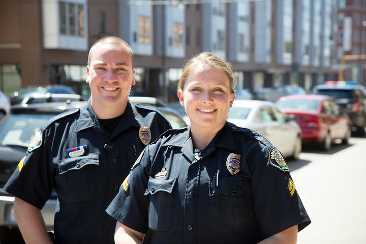 Downtown Resource Officers Scott Normandin and Jesseca White